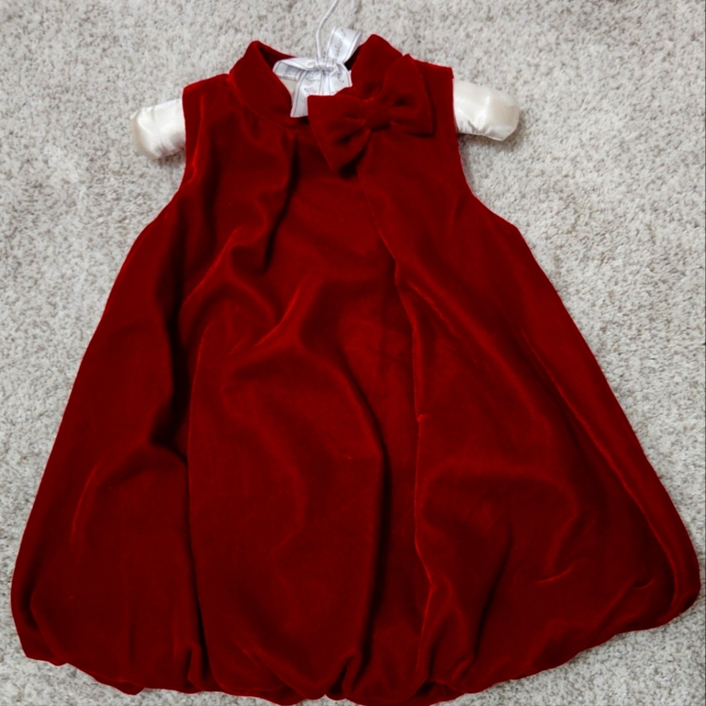 First Impressions Red Velvet Holiday Dress